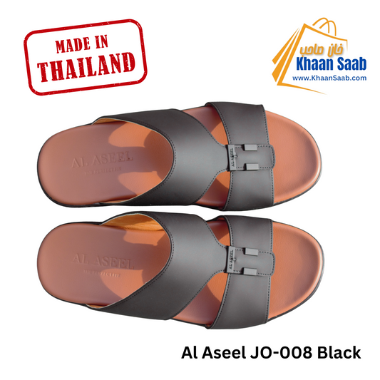 Al Aseel JO-008 Black, Men Arabic Sandal, Premium Quality, Genuine Leather, Made in Thailand