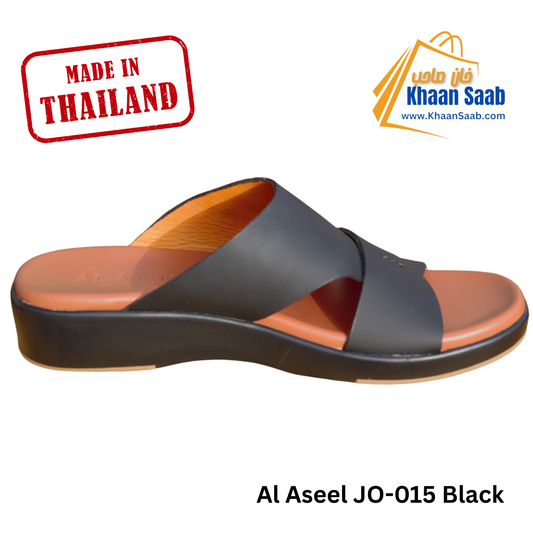 Al Aseel JO-015 Black, Men Arabic Sandal, Premium Quality, Genuine Leather, Made in Thailand