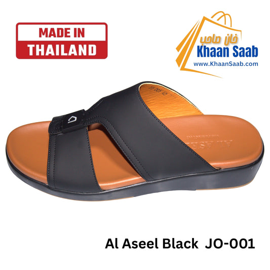 Al Aseel Black JO-001 Men Arabic Sandal, Premium Quality, Genuine Leather, Made in Thailand