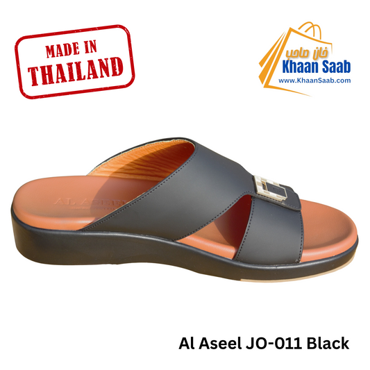 Al Aseel JO-011 Black, Men Arabic Sandal, Premium Quality, Genuine Leather, Made in Thailand