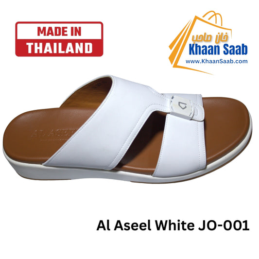 Al Aseel JO-001 White, Men Arabic Sandal, Premium Quality, Genuine Leather, Made in Thailand