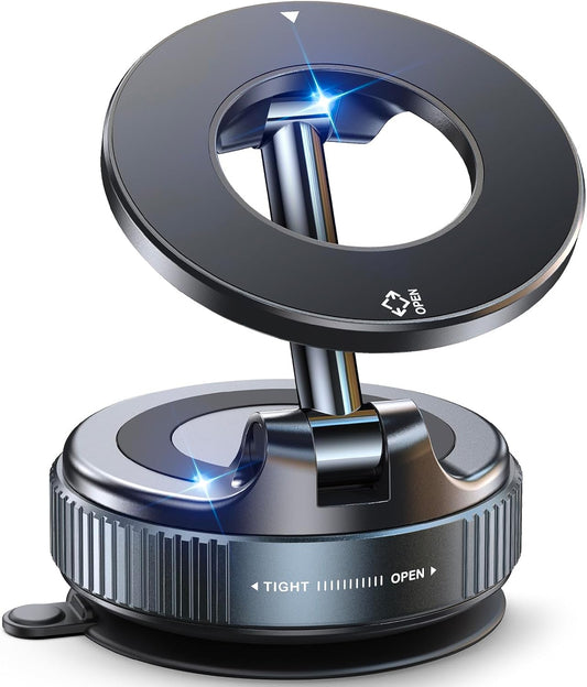 Magnetic Suction Cup Phone Mount for Magsafe, 360° Adjustable Magnetic Car Phone Holder, Pocket Size Foldable Car Mount, Cell Phone Holders for Your Car