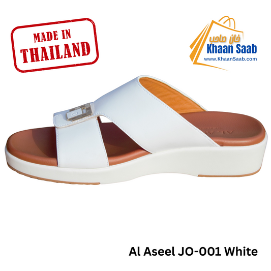 Al Aseel JO-011 White, Men Arabic Sandal, Premium Quality, Genuine Leather, Made in Thailand