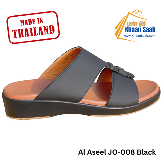 Al Aseel JO-008 Black, Men Arabic Sandal, Premium Quality, Genuine Leather, Made in Thailand