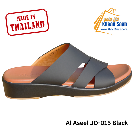 Al Aseel JO-015 Black, Men Arabic Sandal, Premium Quality, Genuine Leather, Made in Thailand