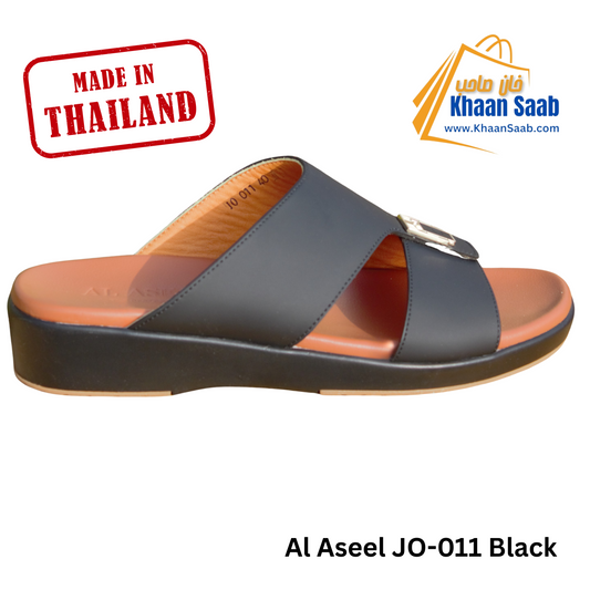 Al Aseel JO-011 Black, Men Arabic Sandal, Premium Quality, Genuine Leather, Made in Thailand