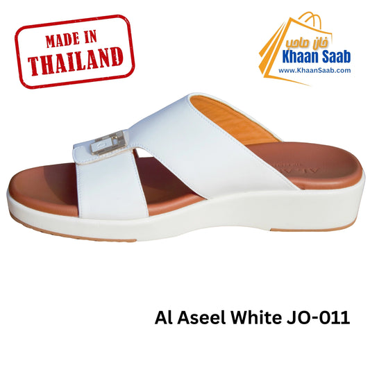 Al Aseel JO-011 White, Men Arabic Sandal, Premium Quality, Genuine Leather, Made in Thailand