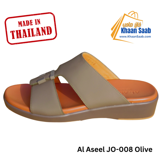 Al Aseel JO-008 Olive, Men Arabic Sandal, Premium Quality, Genuine Leather, Made in Thailand